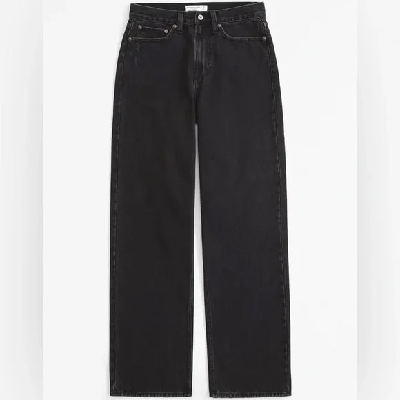 Abercrombie & Fitch Black The Slouchy Jean Mid Rise Curve Love - Picture 2 of 8